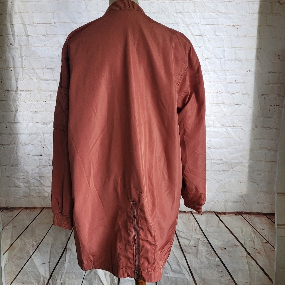 NWOT Parvenue Long Pink Bomber Jacket Sz M - Picture 2 of 5